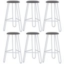 Ver imagem 1 de Kit 06 Banquetas Baixa Bar Cozinha Sala de Jantar Áris C01 Branco Linho Fendi Cinza - Lyam Decor
