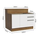 Ver imagem 7 de Ilha de Cozinha com Bancada e Balcão 120 Cm Rustic/branco Glamy Madesa Rustic/branco