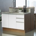Ver imagem 1 de Ilha de Cozinha com Bancada e Balcão 120 Cm Rustic/branco Glamy Madesa Rustic/branco