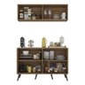 Conjunto Cantinho do Café Retrô Armário e Aparador 4 Portas Multimóveis Mp1084 Rustic/preto - 4