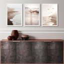 Ver imagem 2 de Kit 3 Quadros Decorativos Praia Bege e Marrom 33x24cm:madeira Branca