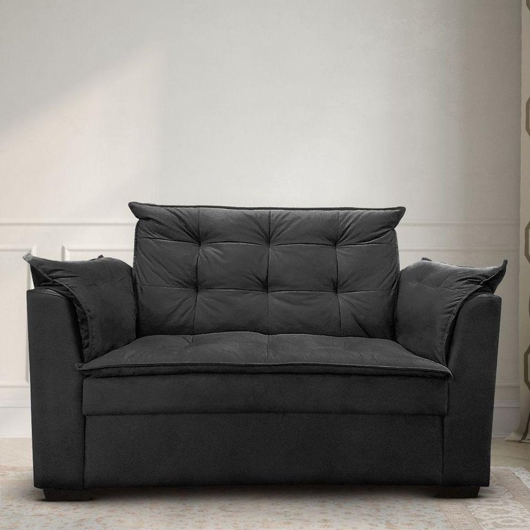 Sofá 2 Lugares para Sala Moderno Confortável Aurora Suede Preto Sofá 2 Lugares para Sala Moderno Confortável Aurora Suede Preto
