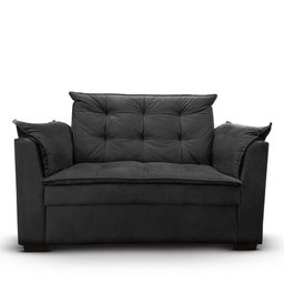 Sofá 2 Lugares para Sala Moderno Confortável Aurora Suede Preto - 2