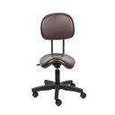 Ver imagem 2 de Cadeira Sela Marrom com Encosto Giratoria 55cm Estética Dentista Consultorio Popmov Sela Encosto Pp