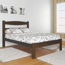 Ver imagem 1 de Cama de Casal de Madeira Reta Kasper - Castanho