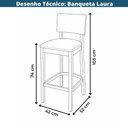 Ver imagem 2 de Banqueta Alta Laura Assento em Tecido Base de Madeira com Encosto Marrom Nacional Móveis
