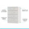 Cômoda Pequena com 4 Gavetas 55x93cm Mdp Branco Menu Móveis Branco - 4