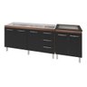 Armário Cozinha Gabinete Pia De 150 cm Diana Com Balcão Cooktop 4 Bocas Savana Frente Preta Jade - 1
