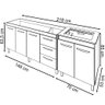 Armário Cozinha Gabinete Pia De 150 cm Diana Com Balcão Cooktop 4 Bocas Savana Frente Preta Jade - 4