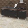 Armário Cozinha Gabinete Pia De 150 cm Diana Com Balcão Cooktop 4 Bocas Savana Frente Preta Jade - 2