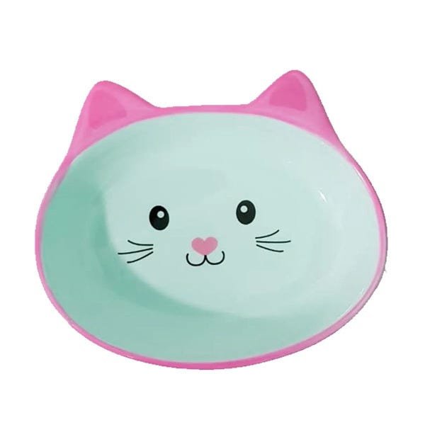 Comedouro Para Gatos Pet Porcelana Gatinho Rosa E Azul - Rosa