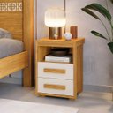 Ver imagem 2 de Mesa de Cabeceira Tóquio 100% MDF 2 Gavetas Acabamento Semibrilho Cor Cinamomo/Off White