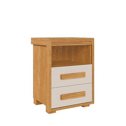 Mesa de Cabeceira Tóquio 100% MDF 2 Gavetas Acabamento Semibrilho Cor Cinamomo/Off White