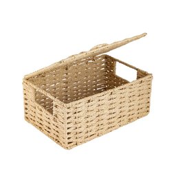 Cesto Palha Natural Caixa Organizadora Bau Alça e Tampa - 1
