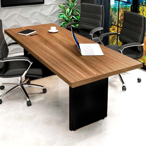 Mesa de Reunião Escritório 4 Lugares 1,60m x 80cm Tampo 30mm Cor:Sevilha com Preto