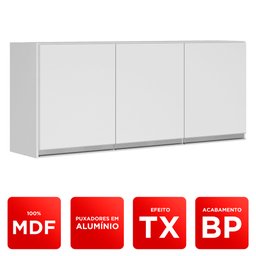 Conjunto de Armários Aéreo Cozinha Planejada Lux 120cm e 60cm 100% MDF Branco TX Fosco - Abmaza - 2