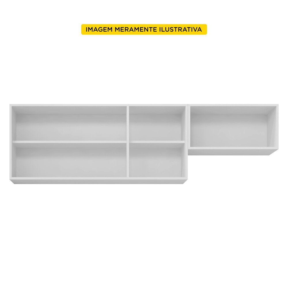 Conjunto de Armários Aéreo Cozinha Planejada Lux 120cm e 60cm 100% MDF Branco TX Fosco - Abmaza - 3