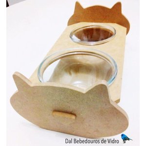 Comedouro e Bebedouro de vidro higiênico para Gatos