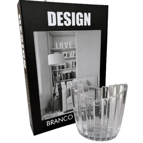 Decoração sala quarto livro fake branco preto + vaso vidro