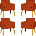 Ver imagem 1 de Kit 4 Poltrona para Sala Recepção Consultório Cadeira Nina Pés Palito Terracota Suede