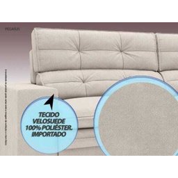 Sofá Pegasus 2,50M Assento Retrátil e Reclinável Velosuede Areia - NetSofás - 4