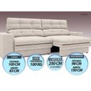 Ver imagem 6 de Sofá Pegasus 2,50M Assento Retrátil e Reclinável Velosuede Areia - NetSofás