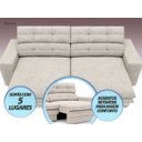 Ver imagem 4 de Sofá Pegasus 2,50M Assento Retrátil e Reclinável Velosuede Areia - NetSofás