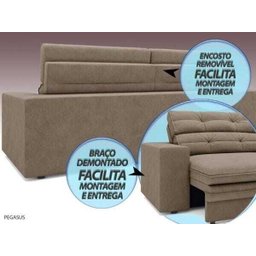 Sofá Pegasus 2,50M Assento Retrátil e Reclinável Velosuede Capucinno - NetSofás - 6