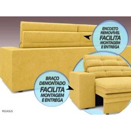 Sofá Pegasus 2,50M Assento Retrátil e Reclinável Velosuede Canário - Netsofás - 6