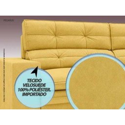 Sofá Pegasus 2,50M Assento Retrátil e Reclinável Velosuede Canário - Netsofás - 4