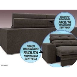 Sofá Pegasus 2,50M Assento Retrátil e Reclinável Velosuede Chocolate - Netsofás - 6