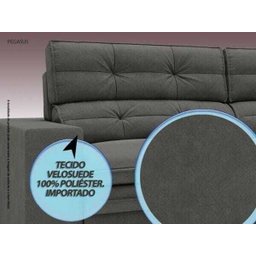 Sofá Pegasus 2,50M Assento Retrátil e Reclinável Velosuede Cinza - NetSofás - 4