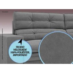 Sofá Pegasus 2,50M Assento Retrátil e Reclinável Velosuede Grafite - NetSofás - 4