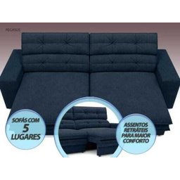 Sofá Pegasus 2,50M Assento Retrátil e Reclinável Velosuede Petróleo - NetSofás - 3