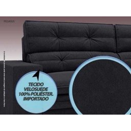 Sofá Pegasus 2,50M Assento Retrátil e Reclinável Velosuede Preto - NetSofás - 4