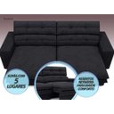 Ver imagem 4 de Sofá Pegasus 2,50M Assento Retrátil e Reclinável Velosuede Preto - NetSofás