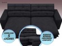 Ver imagem 4 de Sofá Pegasus 2,50M Assento Retrátil e Reclinável Velosuede Preto - NetSofás