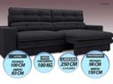 Ver imagem 6 de Sofá Pegasus 2,50M Assento Retrátil e Reclinável Velosuede Preto - NetSofás
