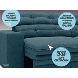 Sofá Pegasus 2,50M Assento Retrátil e Reclinável Velosuede Royal - NetSofás - 2