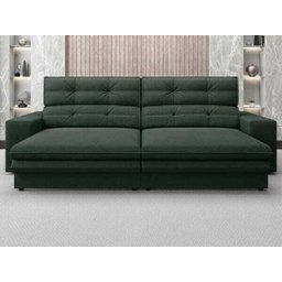 Sofá Pegasus 2,50M Assento Retrátil e Reclinável Velosuede Verde - NetSofás - 1