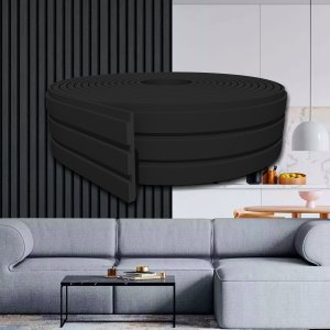 Painel Ripado Eva Autocolante Preto 10cm - Rolo 10 Metros
