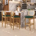 Ver imagem 2 de Kit 02 Banquetas Altas Para Cozinha Bancada Sala Tela Betta Fixa L02 Suede Verde Musgo - Lyam Lyam D