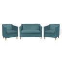 Ver imagem 1 de Kit Namoradeira e 2 Poltronas Titânio Suede Azul Tiffany