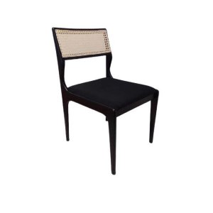 Cadeira em Madeira com Assento Estofado e Encosto em Tela Sextavada