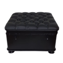 Ver imagem 2 de Baú Capitonê Quadrado em Couro Ecológico - Preto