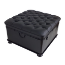Ver imagem 1 de Baú Capitonê Quadrado em Couro Ecológico - Preto