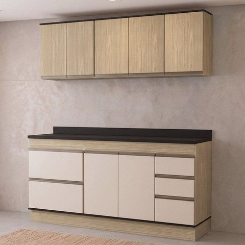 Cozinha Modulada Compacta 5 Peças 8 Portas 4 Gavetas 100% MDF Marina