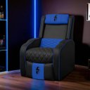 Ver imagem 2 de Poltrona Gamer Troia Streammer Reclinável Luxo Resistente até 150kg:corino Preto/azul
