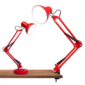 Luminária Pixar Articulada Vermelha Abajur de Mesa Garra e Base