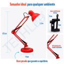 Ver imagem 7 de Luminária Pixar Articulada Vermelha Abajur de Mesa Garra e Base